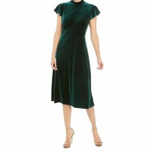 Vince Camuto Dark Green Velvet Midi Dress